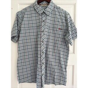 Simms Shirt Blue Plaid Lightweight Fishing Button Up Short Sleeve Mens L